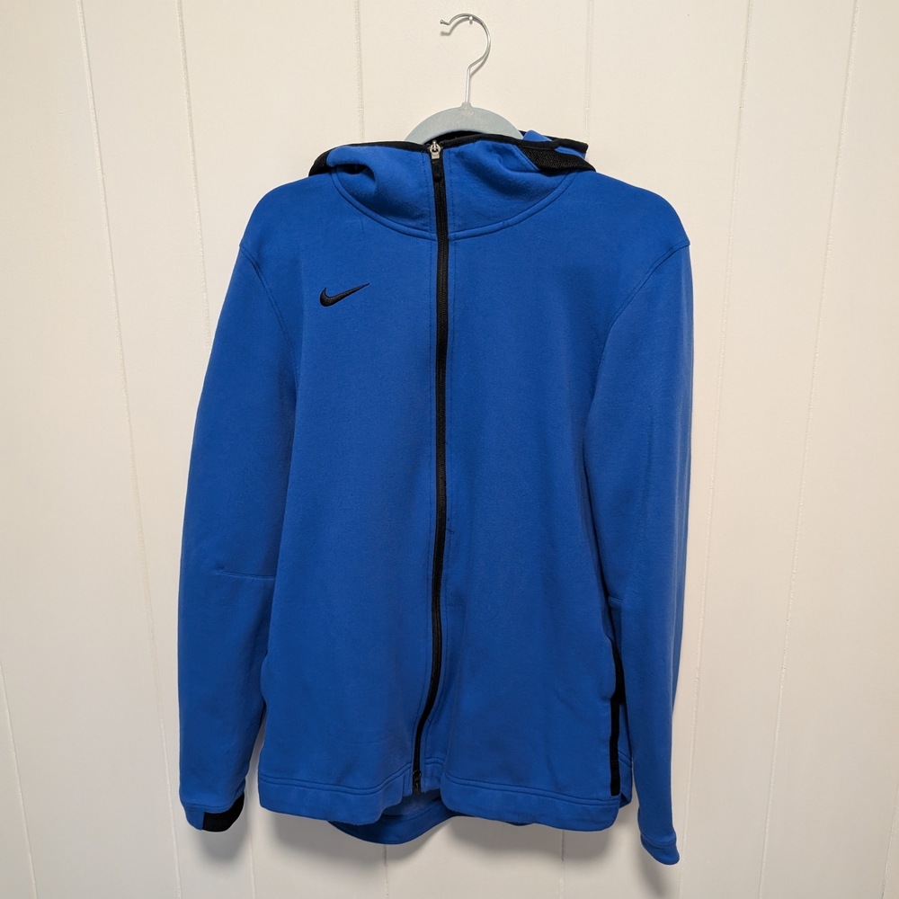 Nike Showtime Blue Performance Jacket with Hood and Full-Length Zipper